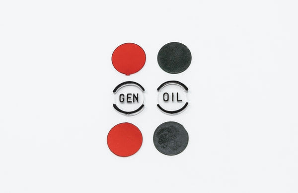 1957 Dash Indicator Lenses-Gen, Oil, Color inserts